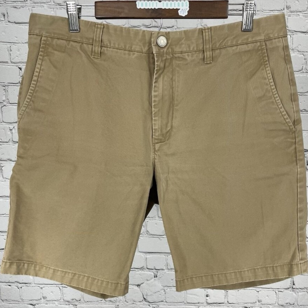 BONOBOS Men's Tan Cotton Chino Flat Front Shorts - Size 35